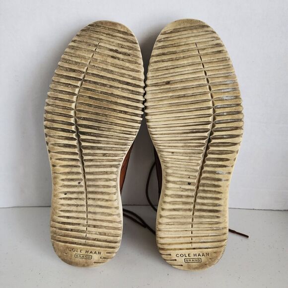 COLE HAAN Grand Wingtip Oxford Shoes Mens 10 British Tan Brown C36939 - Picture 13 of 14